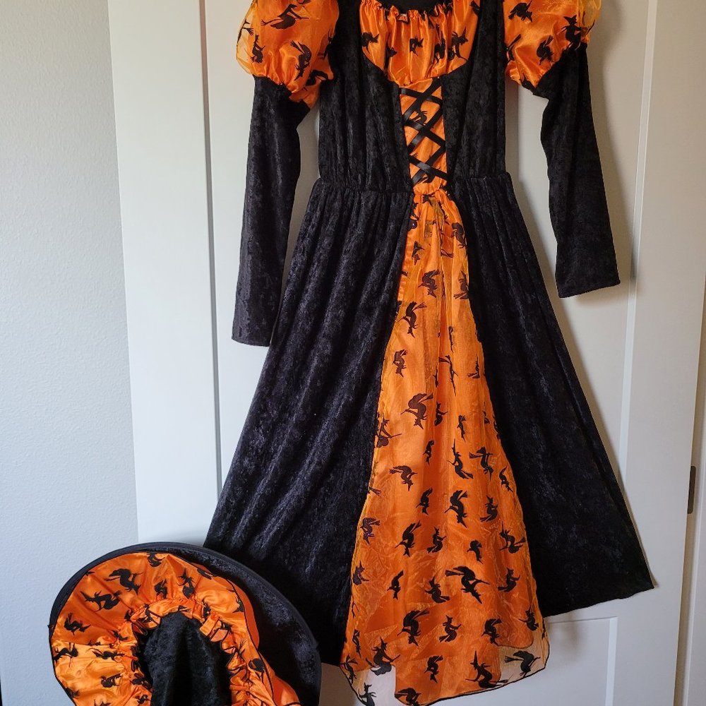 Girls Halloween Costume/Orange & Black Witch